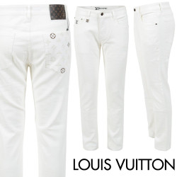 LOUIS VUITTON 루이비통 모노 자수 화이트 슬림 일자진