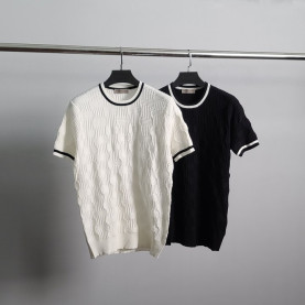 BOTTEGA VENETA 보테가베네타 엠보패턴 라운드 반팔 니트