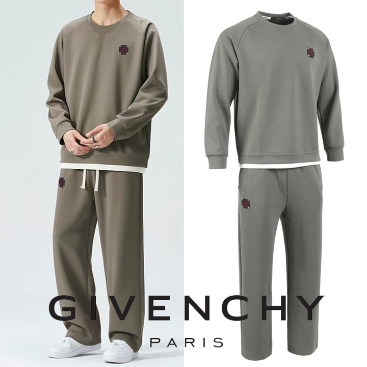 ●9월 판매 12위● GIVENCHY 지방시 레더로고 레이어드 맨투맨 셋업