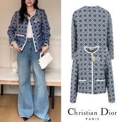 DIOR 디올 룸버스 꽃브로치 트위드 자켓