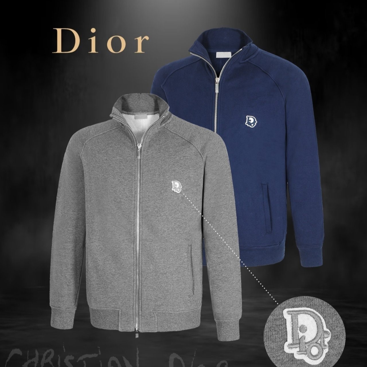 DIOR 디올 로고자수 기모 집업