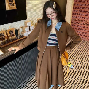 MIUMIU 미우미우 체크 블루종&스커트 셋업