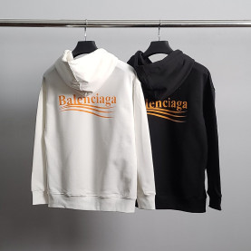 BALENCIAGA 발렌시아가 오렌지 웨이브 코튼 후드티