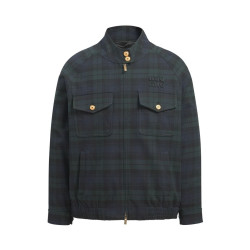 MIUMIU 미우미우 로고 패치 체크 블루종 자켓