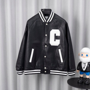 CELINE 셀린느 레더 바시티 자켓