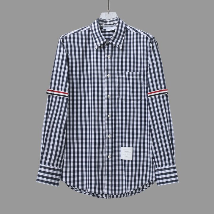 THOM BROWNE 톰브라운 스트라이프 암밴드 깅엄 체크 셔츠