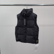 STONE ISLAND 스톤아일랜드 덕다운 사이드와펜 후드패딩 조끼