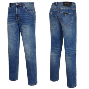 PRADA 프라다 메탈 삼각패치 중청캣 워싱진