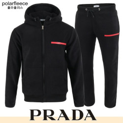 PRADA 프라다 레드 로고 폴라폴리스 셋업