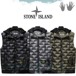STONE ISLAND 스톤아일랜드 고주파 후드 패딩 베스트