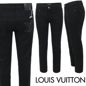 LOUIS VUITTON 루이비통 스터드 스틸로고 블랙 슬림 일자진