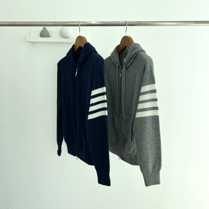 THOM BROWNE 톰브라운 캐시 후드 니트 집업