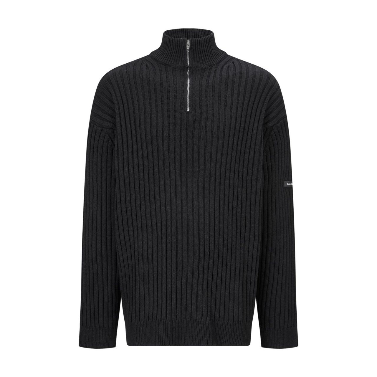 BALENCIAGA 발렌시아가 로고 패치 하프 집업 니트