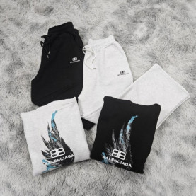 BALENCIAGA 발렌시아가 깃털 기모 후드&와이드 팬츠 세트