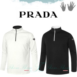PRADA 프라다 누빔 패턴 하프 폴라