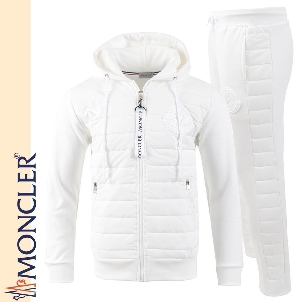 MONCLER 몽클레어 화이트 빅 패치 패딩 집업 셋업