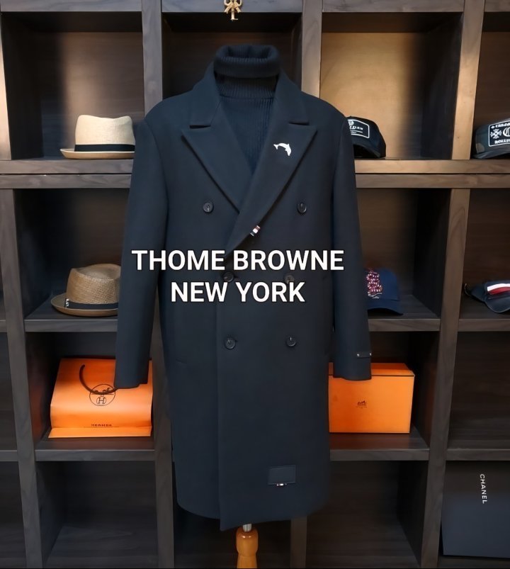 THOM BROWNE 톰브라운 삼선 시그니쳐 마인드 더블 코트