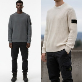 STONE ISLAND 스톤아일랜드 블랙 와펜 하찌 라운드 니트 7COLOR