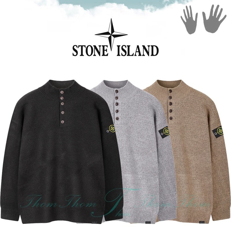 STONE ISLAND 스톤아일랜드 헨리넥 반폴라 니트