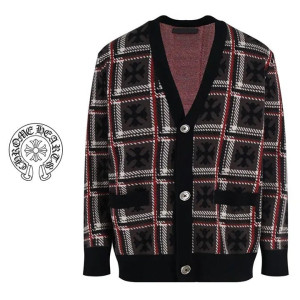 CHROME HEARTS 크롬하츠 캐시미어 체크 가디건 니트