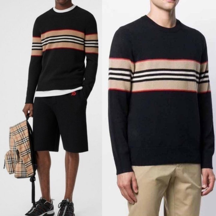 BURBERRY 버버리 스트라이프 라운드 니트