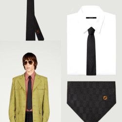 GUCCI 구찌 GG로고 삼선 실크 넥타이