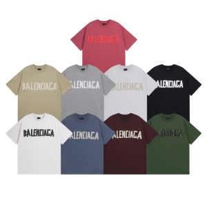 BALENCIAGA 발렌시아가 2387 테이프 로고 구제 워싱 반팔