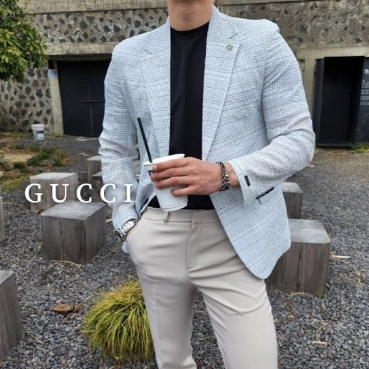 GUCCI 구찌 투스체크 시어서커 자켓