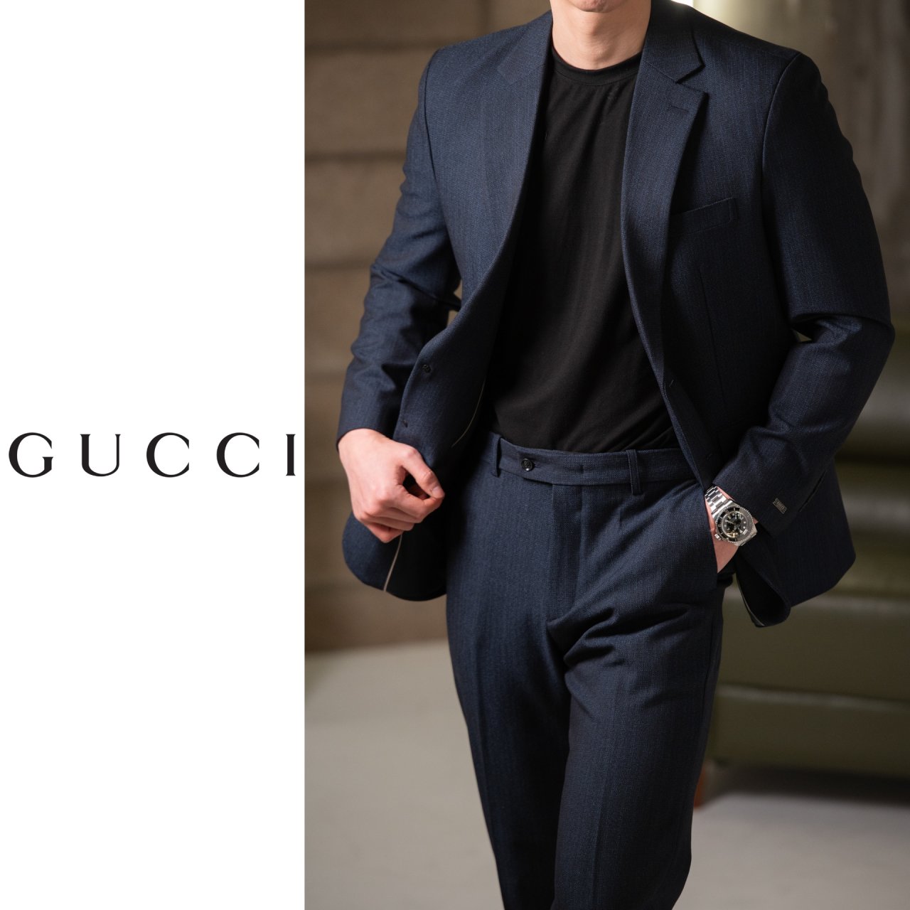 GUCCI 구찌 에메랄드 네이비 정장 세트