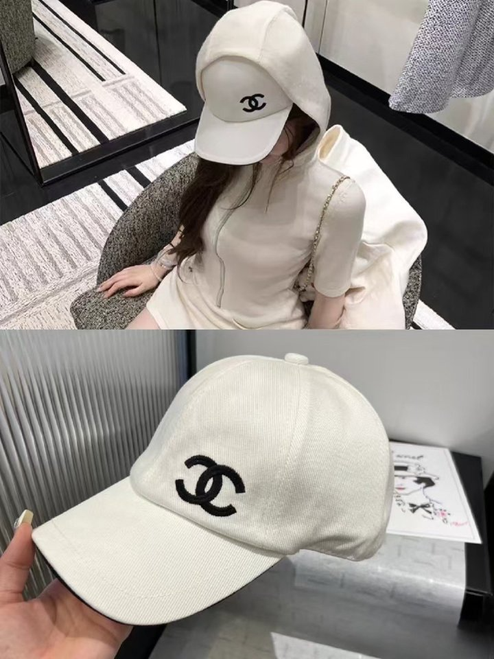 CHANEL 샤넬 하드캔버스 사이드로고 볼캡