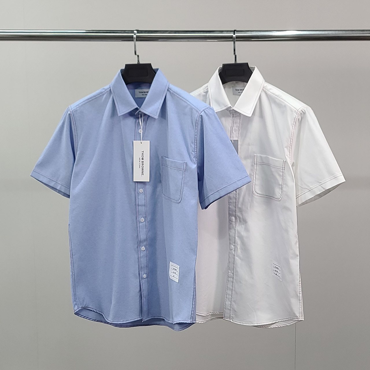 THOM BROWNE 톰브라운 스티치라인 옥스포드 반팔 셔츠