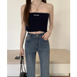 PRADA 프라다 트라이앵글 부츠컷 데님팬츠