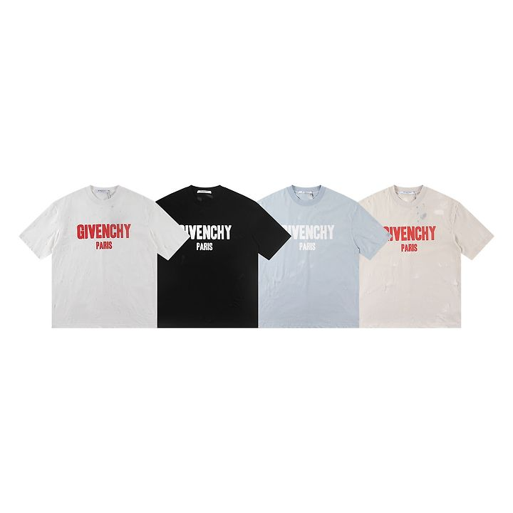 GIVENCHY 지방시 6377 디스트로이드 로고 프린트 반팔