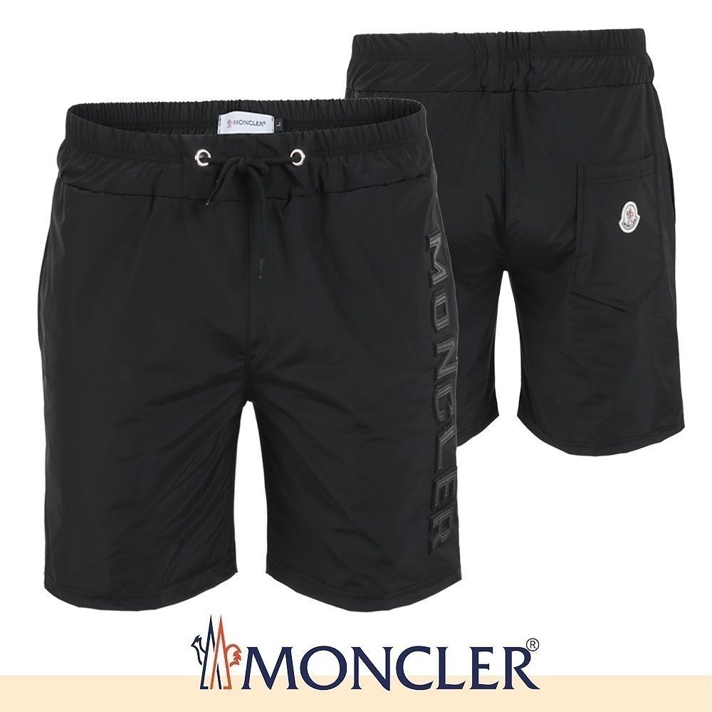 MONCLER 몽클레어 가죽 레터링 로고 우븐 반바지
