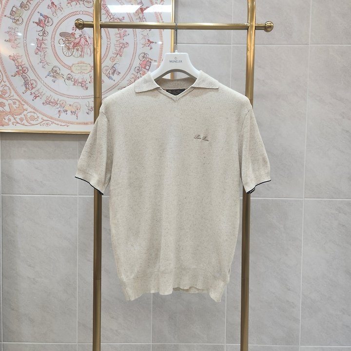 LOROPIANA 로로피아나 자수로고 린넨 카라 니트 2COLOR