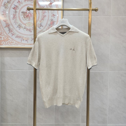 LOROPIANA 로로피아나 자수로고 린넨 카라 니트 2COLOR